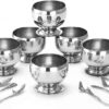 Stainless Steel Ice Cream Bowl Set Of 6 Cups & 6 Spoon (150ML) Each